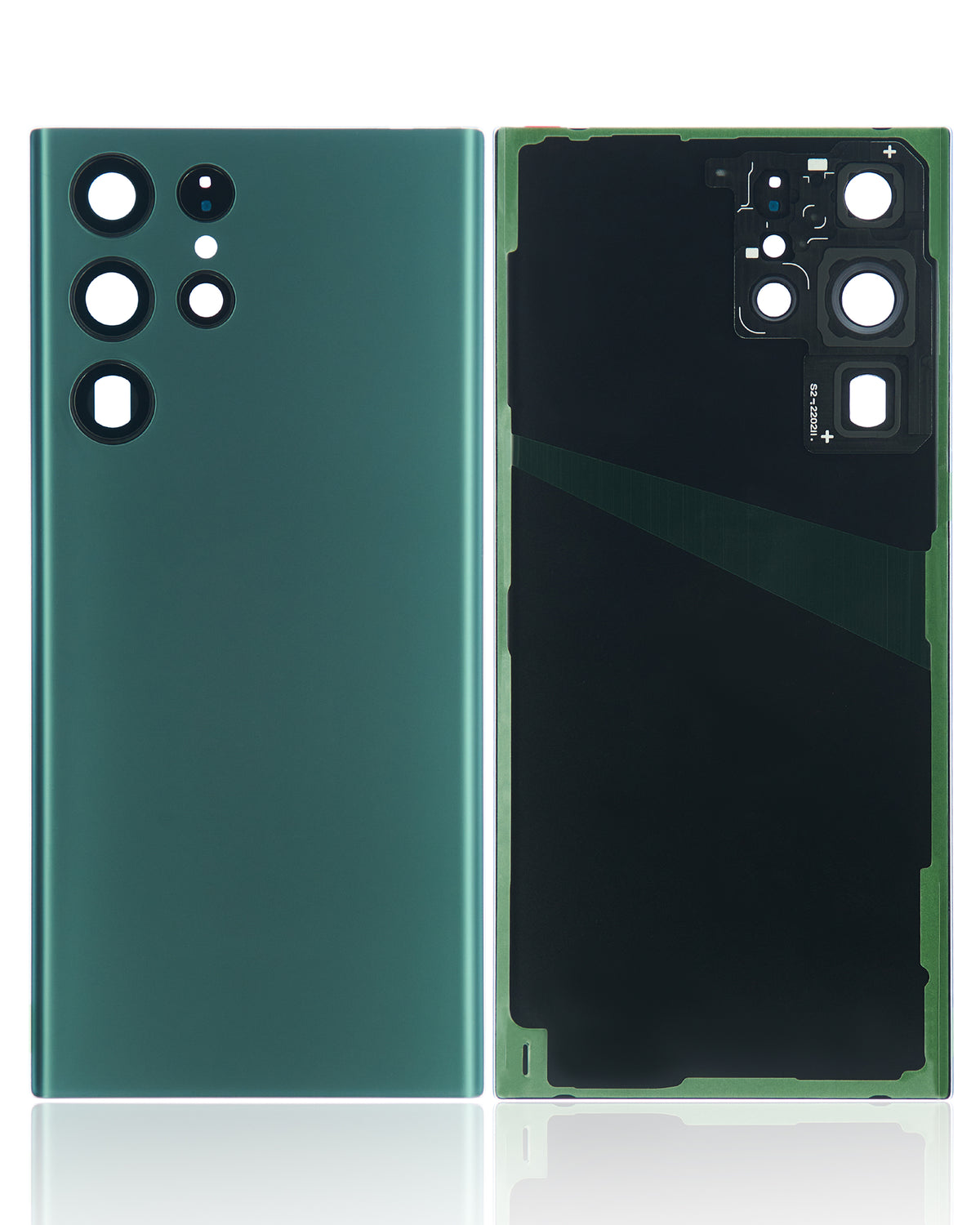 Back Cover Glass With Camera Lens Compatible For Samsung Galaxy S22 Ultra 5G Replacement(No Logo) (Vemake) (Green)