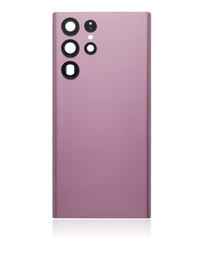 Back Cover Glass With Camera Lens Compatible For Samsung Galaxy S22 Ultra 5G Replacement (No Logo) (Vemake) (Burgundy)