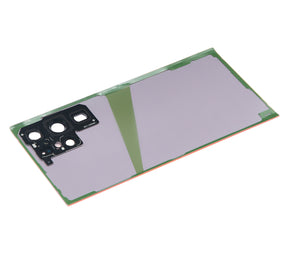 Back Cover Glass With Camera Lens Compatible For Samsung Galaxy S22 Ultra 5G Replacement (No Logo) (Vemake) (Red)