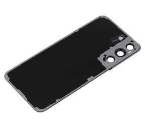 Back Cover Glass With Camera Lens Compatible For Samsung Galaxy S22 5G Replacement (No Logo) (Vemake) (Phantom Black)