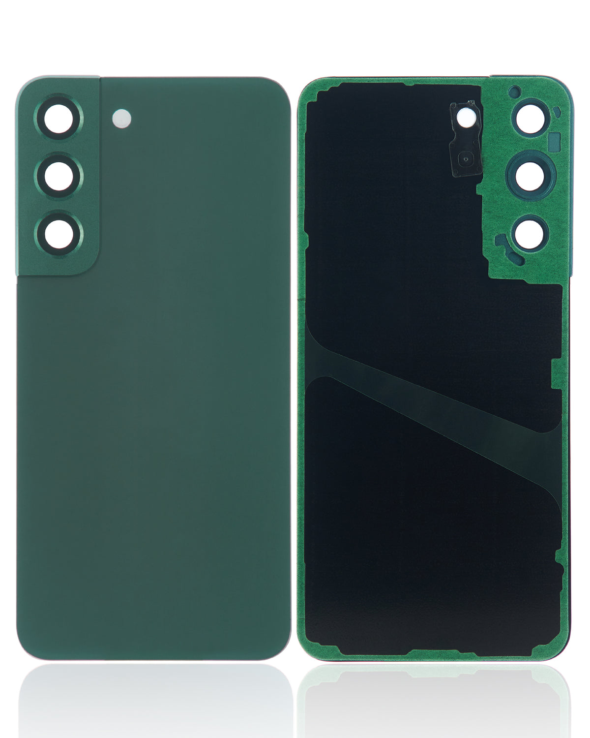 Back Cover Glass With Camera Lens Compatible For Samsung Galaxy S22 5G Replacement (No Logo) (Vemake) (Green)