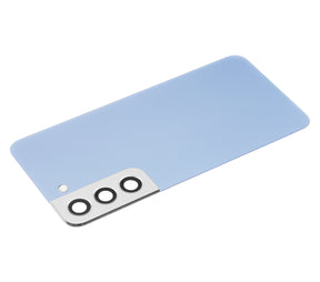 Back Cover Glass With Camera Lens Compatible For Samsung Galaxy S22 5G Replacement (No Logo) (Vemake) (Sky Blue)