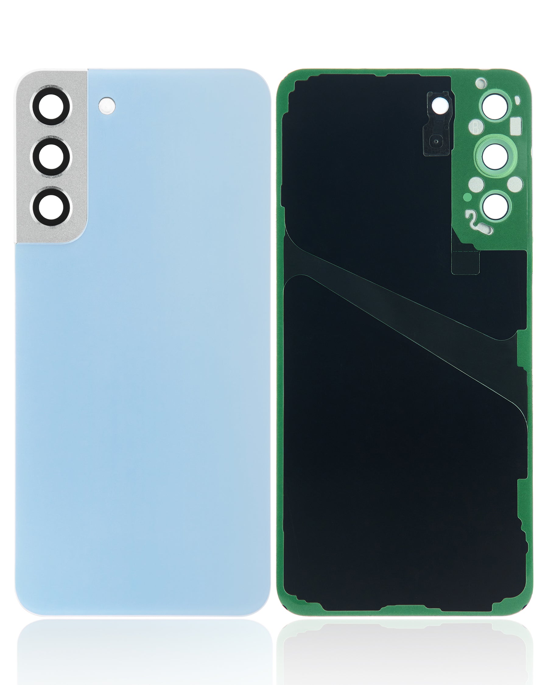 Replacement Back Cover Glass With Camera Lens Compatible For Samsung Galaxy S22 Plus 5G (No Logo) (Vemake) (Sky Blue)