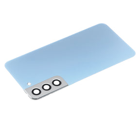 Replacement Back Cover Glass With Camera Lens Compatible For Samsung Galaxy S22 Plus 5G (No Logo) (Vemake) (Sky Blue)