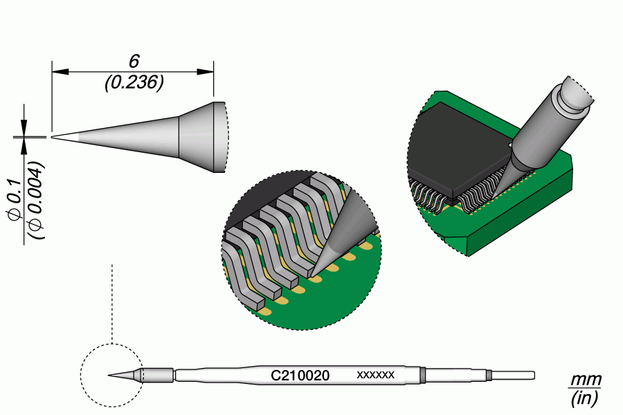 C210-020 Conical Cartridge Solder Tip (JBC)