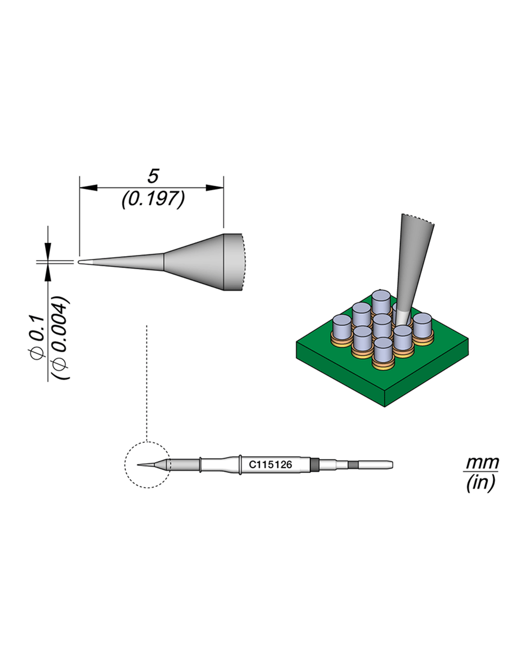 C115-126 Cartridge Conical Solder Tip (JBC)