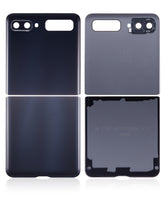 Top & Bottom Back Cover Glass With Camera Lens Compatible For Samsung Galaxy Z Flip 4G (F700) / Z Flip 5G (F707) (Mirror Black)