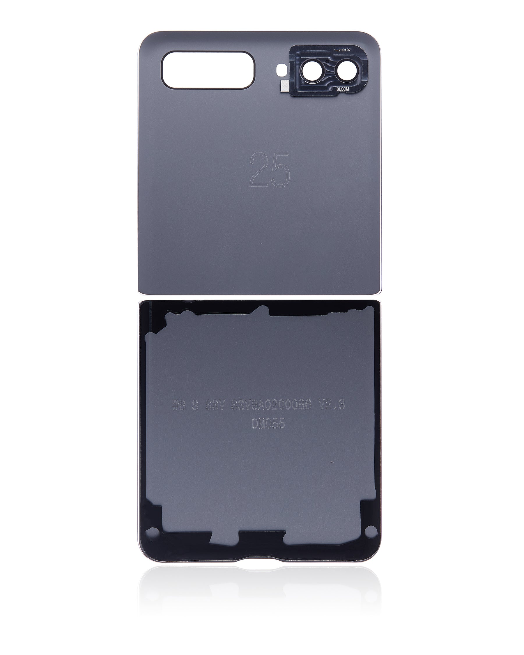 Top & Bottom Back Cover Glass With Camera Lens Compatible For Samsung Galaxy Z Flip 4G (F700) / Z Flip 5G (F707) (Mirror Black)