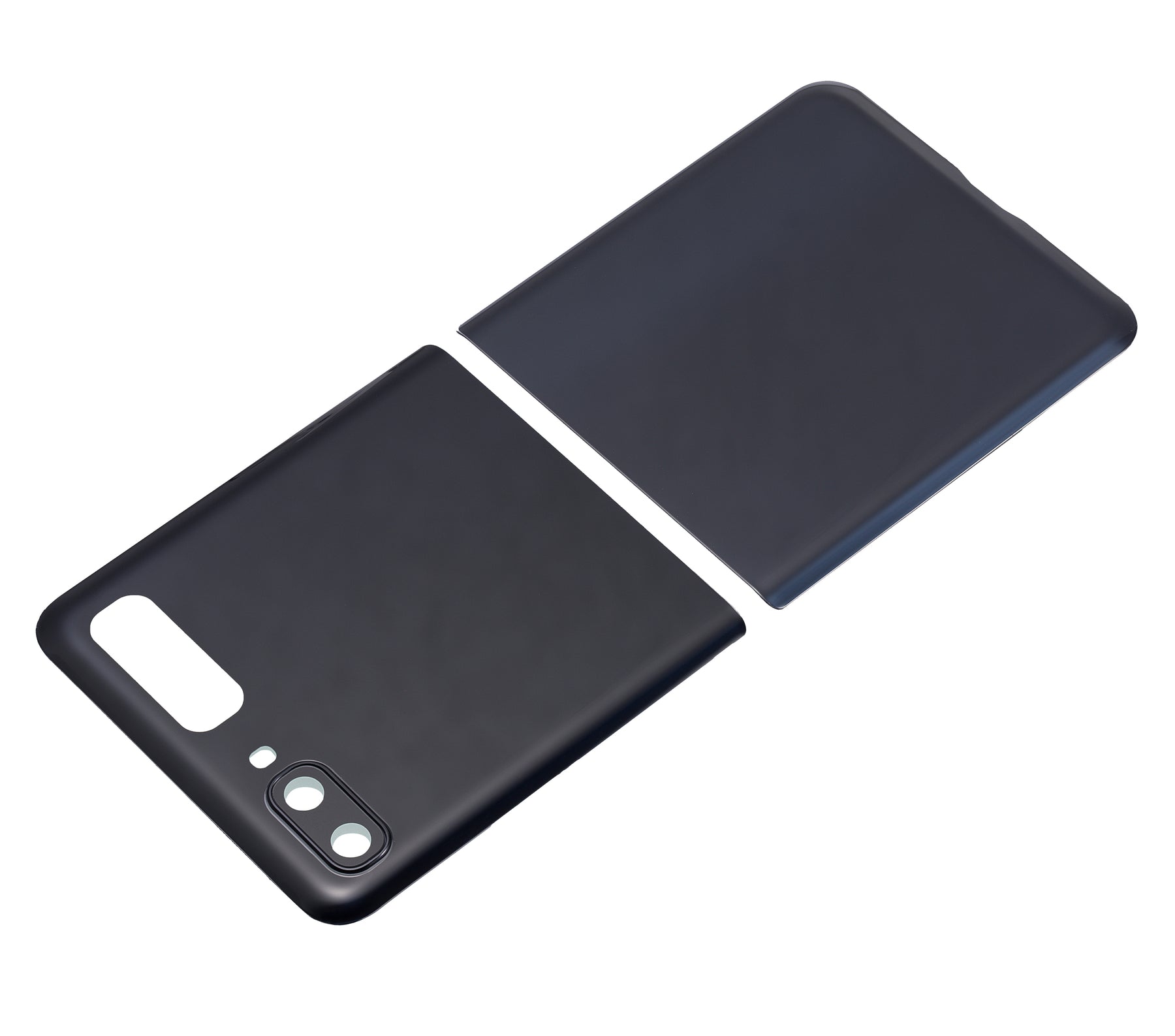 Top & Bottom Back Cover Glass With Camera Lens Compatible For Samsung Galaxy Z Flip 4G (F700) / Z Flip 5G (F707) (Mirror Black)