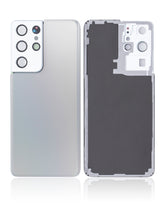 Back Cover Glass With Camera Lens Compatible For Samsung Galaxy S21 Ultra (No Logo) (Vemake) (Phantom Silver)