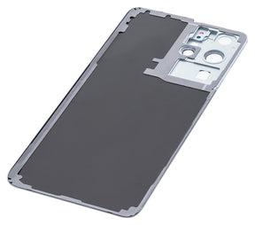 Back Cover Glass With Camera Lens Compatible For Samsung Galaxy S21 Ultra (No Logo) (Vemake) (Phantom Silver)