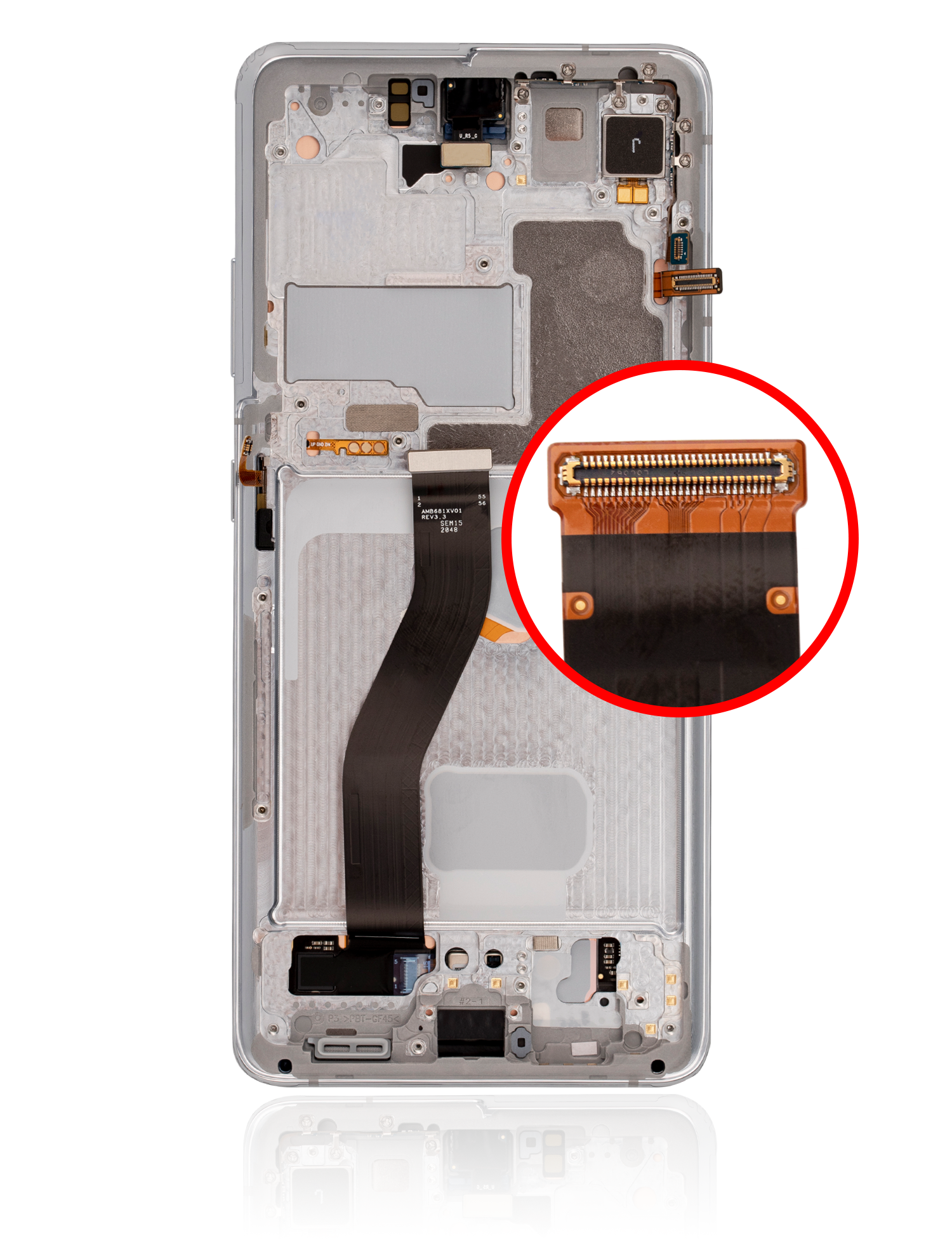 Replacement OLED Assembly With Frame Compatible For Samsung Galaxy S21 Ultra 5G (Refurbished) (Phantom Silver)