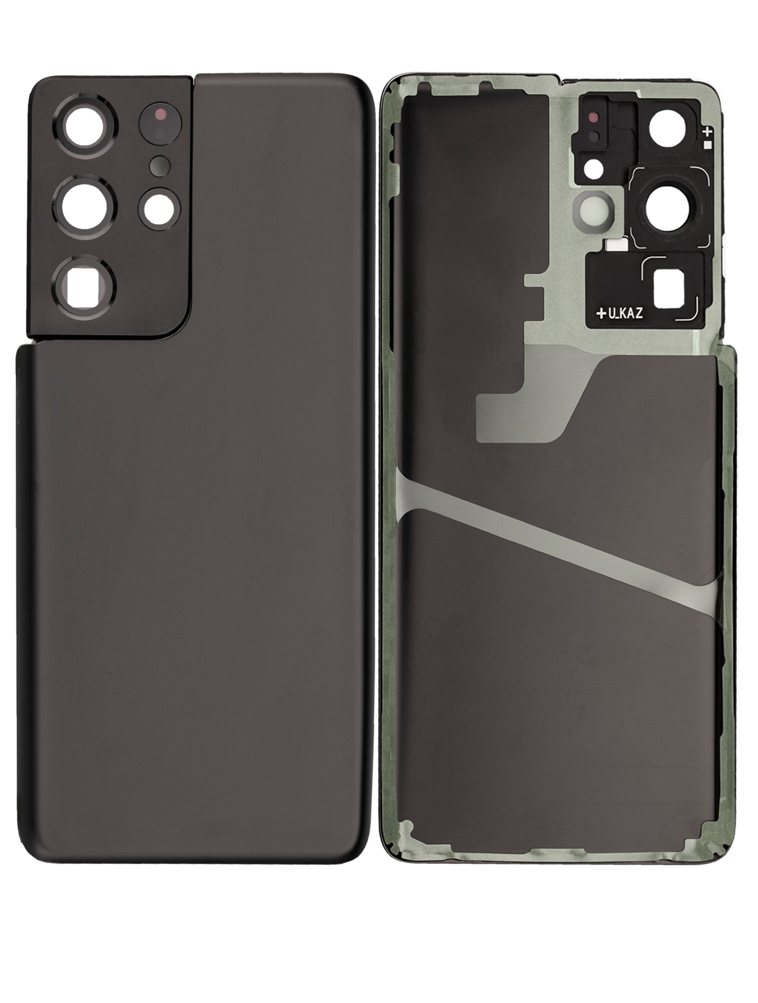Back Cover Glass With Camera Lens Compatible For Samsung Galaxy S21 Ultra Replacement (No Logo) (Vemake) (Phantom Black)