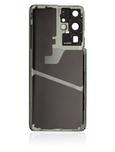 Back Cover Glass With Camera Lens Compatible For Samsung Galaxy S21 Ultra Replacement (No Logo) (Vemake) (Phantom Black)