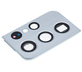 Back Camera Lens With Cover Bezel Ring Compatible For Samsung Galaxy S21 Ultra Replacement (Phantom Silver)