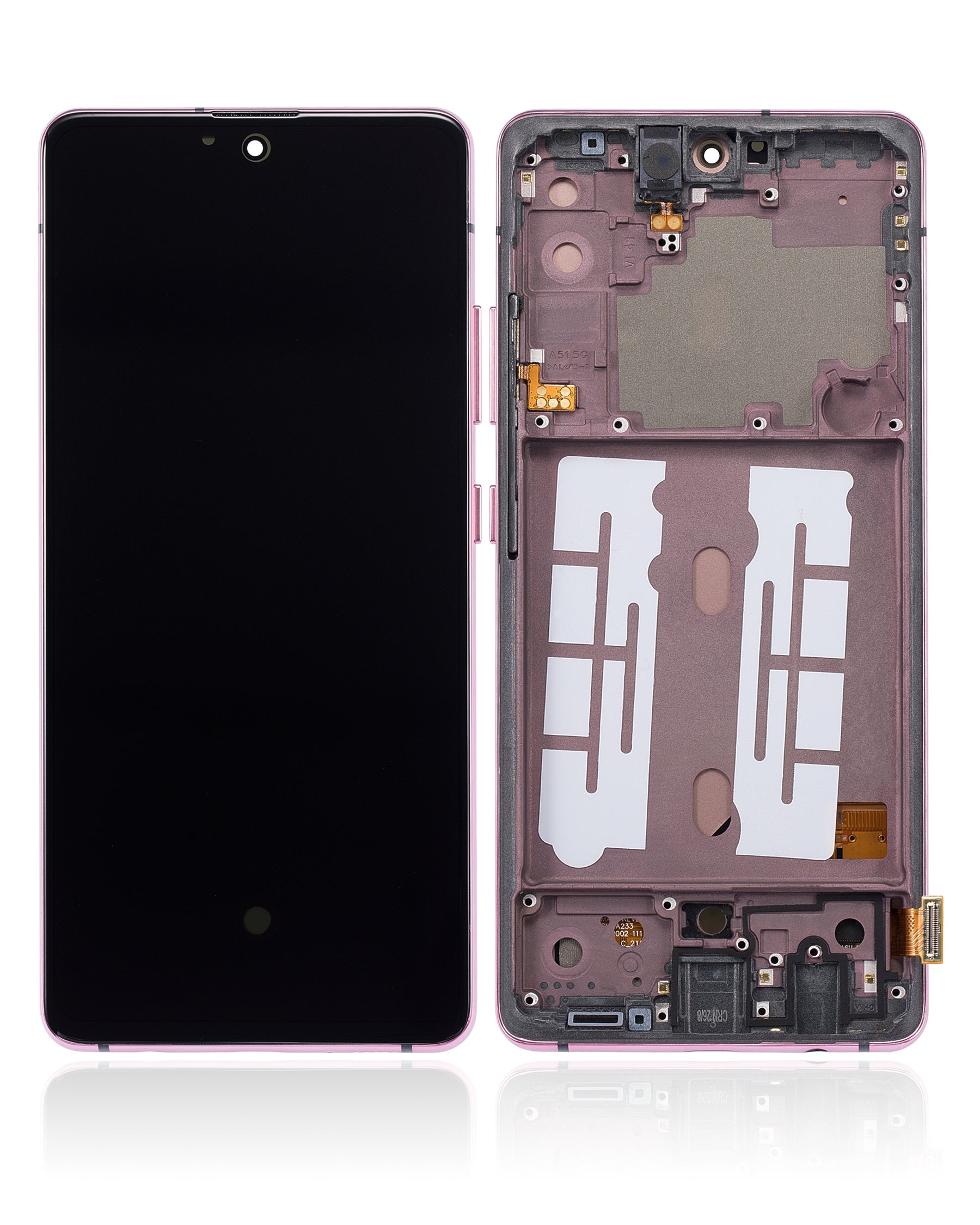 Replacement OLED Assembly With Frame Compatible For Samsung Galaxy A51 5G (A516 / 2020) (Non-Verizon 5G UW Frame) (6.46") (Vemake) (Prism Cube Pink)