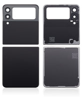 Top & Bottom Back Cover Glass With Camera Lens Compatible For Samsung Galaxy Z Flip 3 5G (Aftermarket Plus)(Phantom Black)