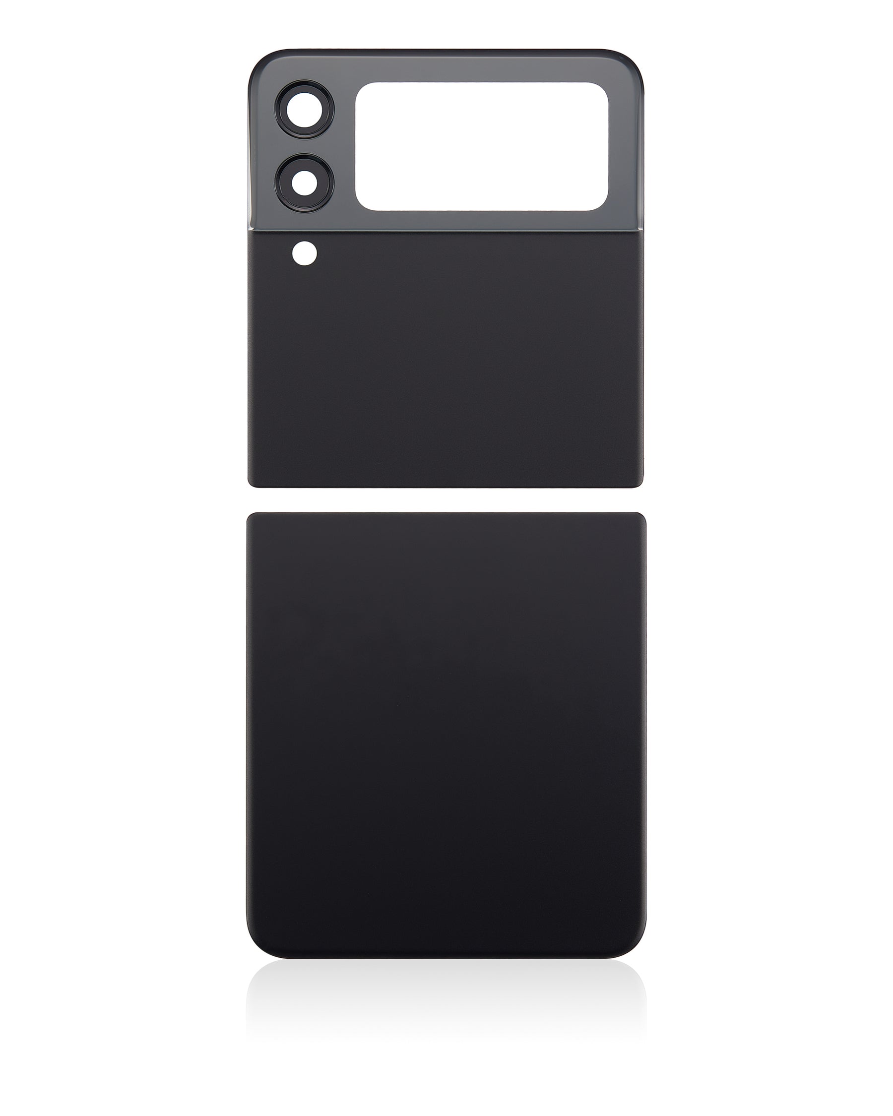 Top & Bottom Back Cover Glass With Camera Lens Compatible For Samsung Galaxy Z Flip 3 5G (Aftermarket Plus)(Phantom Black)