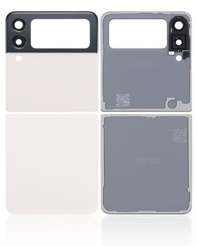 Top & Bottom Back Cover Glass With Camera Lens Compatible For Samsung Galaxy Z Flip 3 5G (Aftermarket Plus) (White)