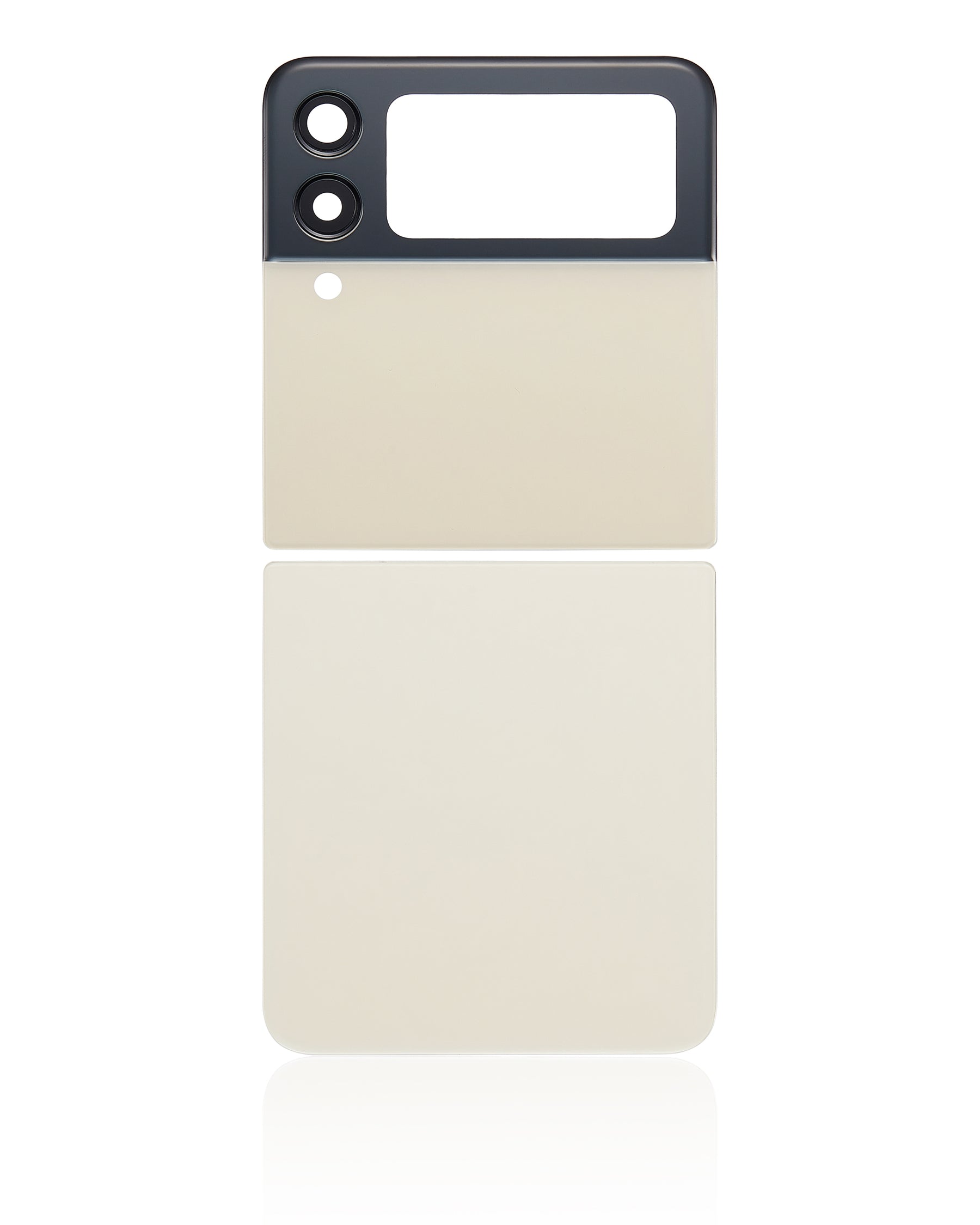Back Cover Glass With Camera Lens Compatible For Samsung Galaxy Z Flip 3 5G Replacement (Vemake) (Cream)