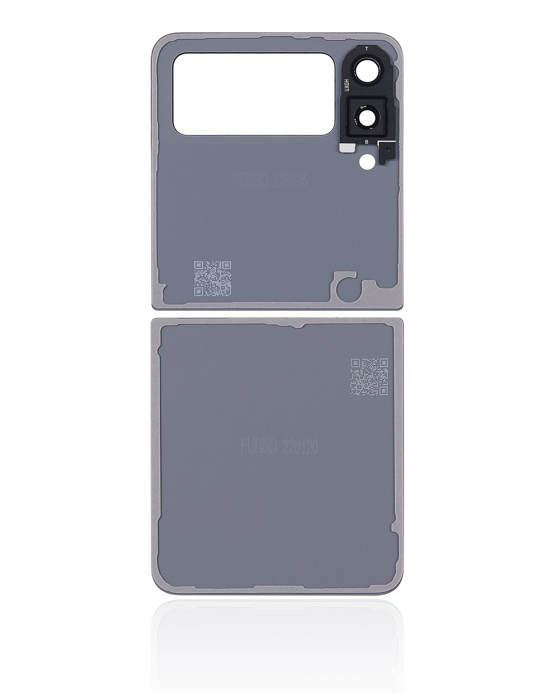 Top & Bottom Back Cover Glass With Camera Lens Compatible For Samsung Galaxy Z Flip 3 5G (Aftermarket Plus) (Cream)