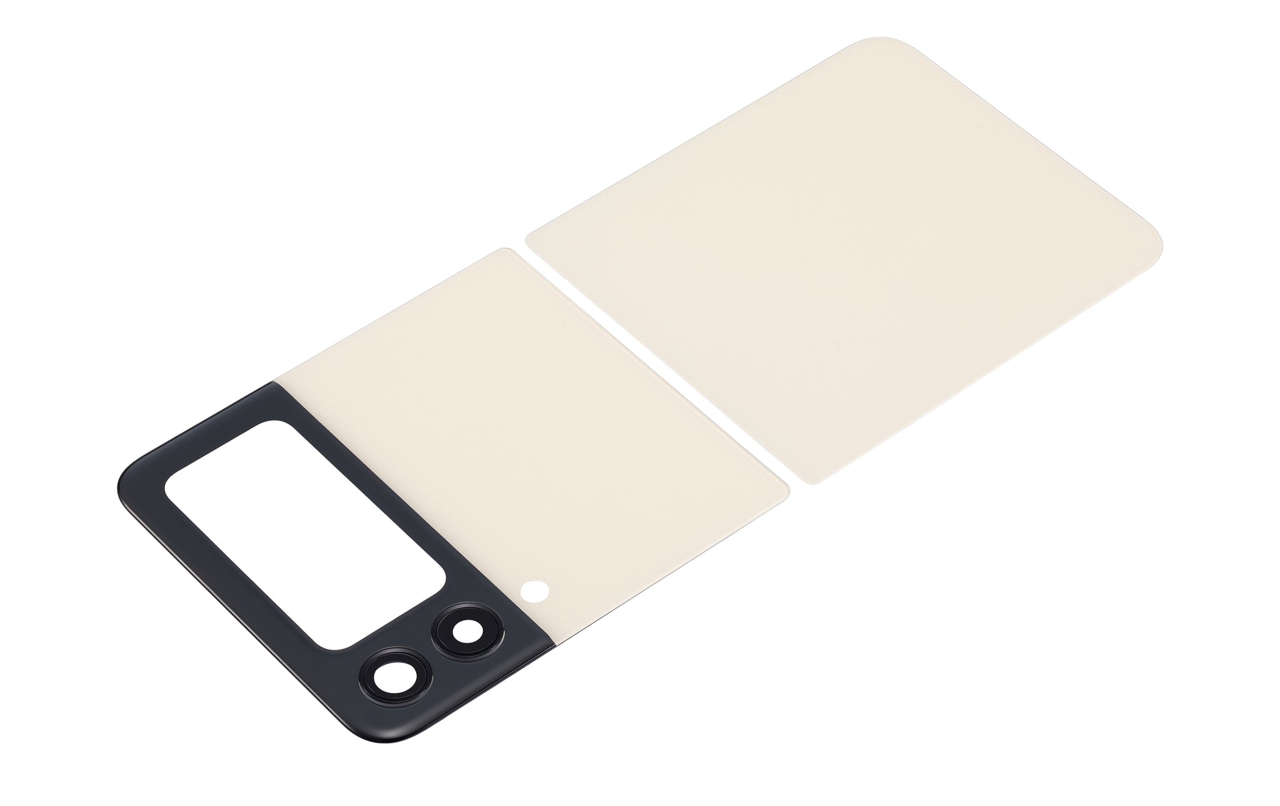 Back Cover Glass With Camera Lens Compatible For Samsung Galaxy Z Flip 3 5G Replacement (Vemake) (Cream)