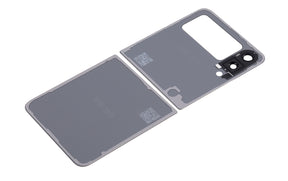 Top & Bottom Back Cover Glass With Camera Lens Compatible For Samsung Galaxy Z Flip 3 5G (Aftermarket Plus) (Cream)
