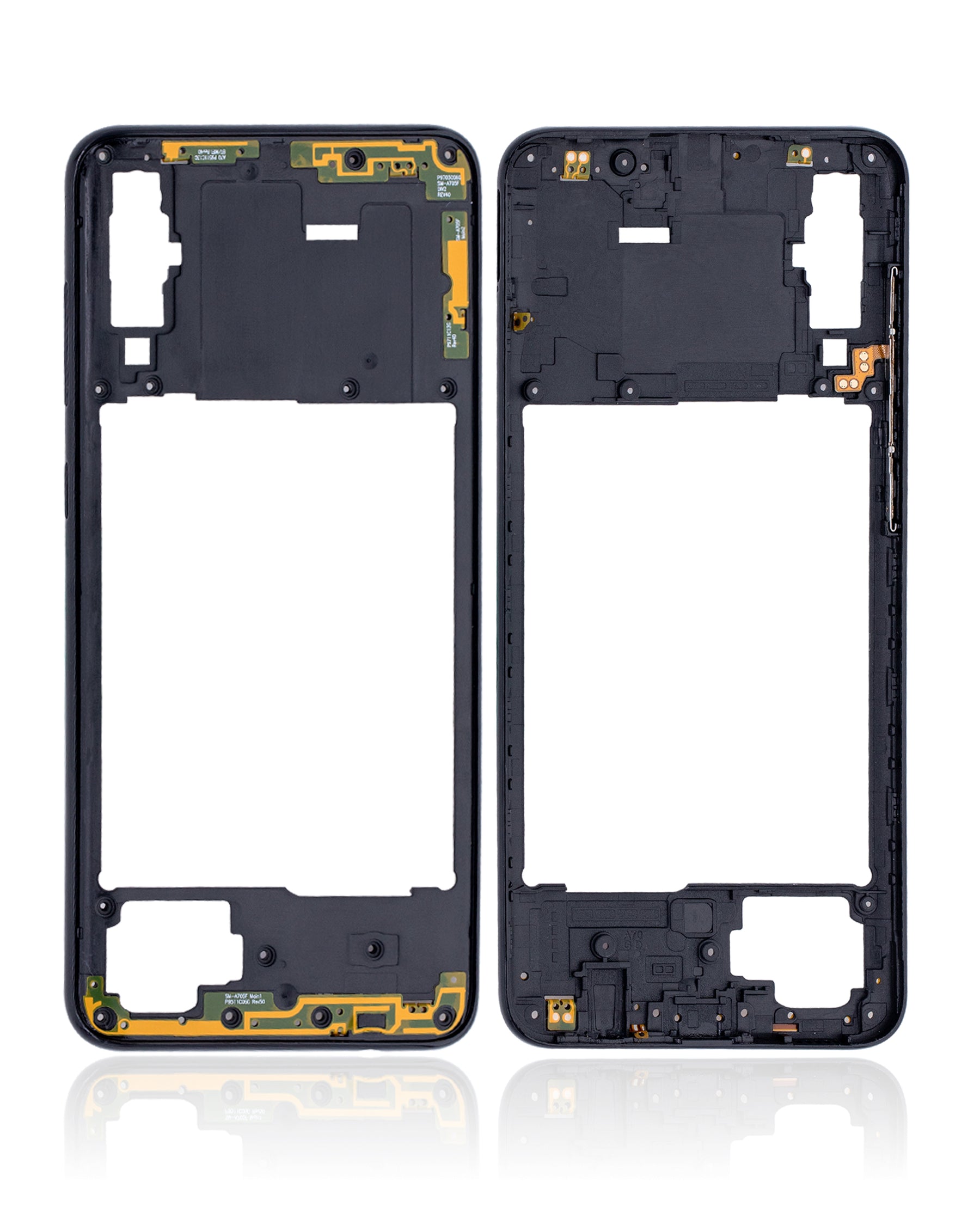 Mid-Frame Housing Compatible For Samsung Galaxy A70 Replacement (A705 / 2019) (Vemake) (Black)