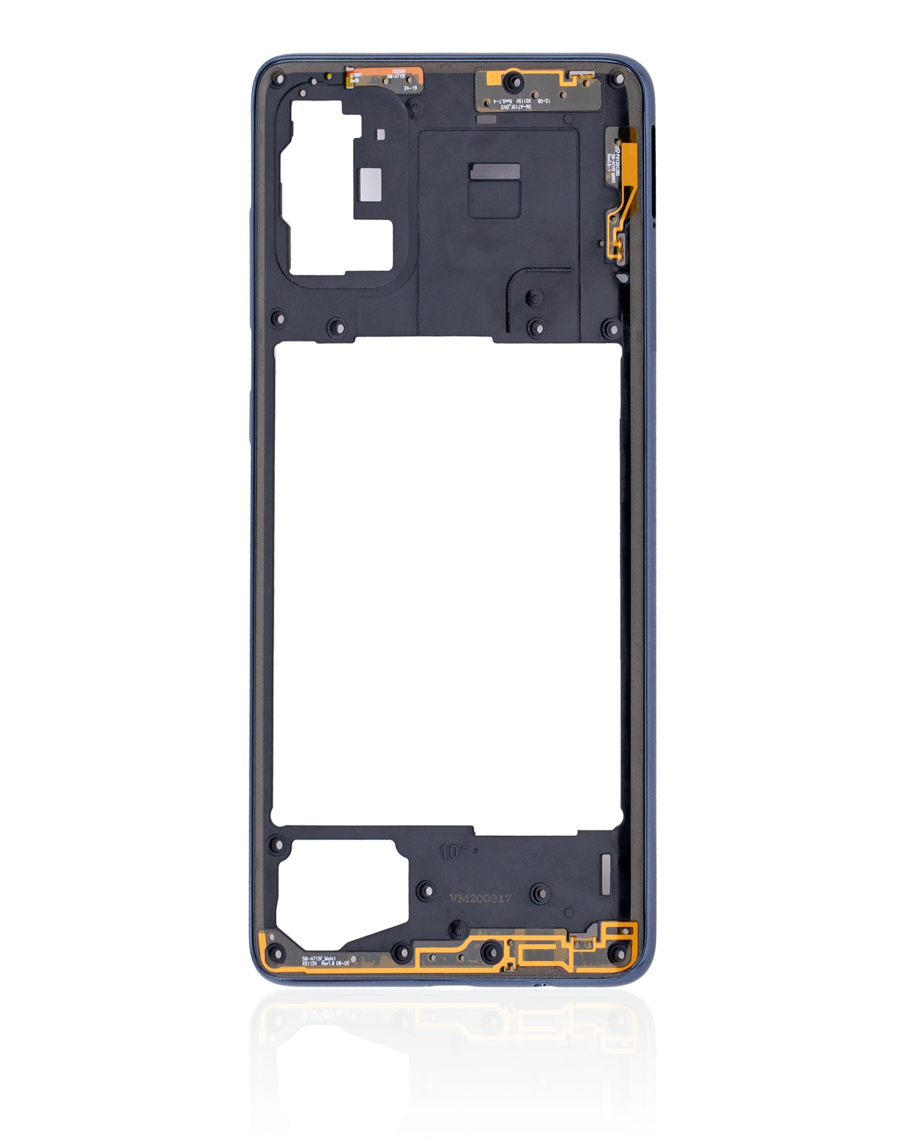 Replacement Mid-Frame Housing Compatible For Samsung Galaxy A71 (A715 / 2020) ( Vemake) (Prism Crush Black)