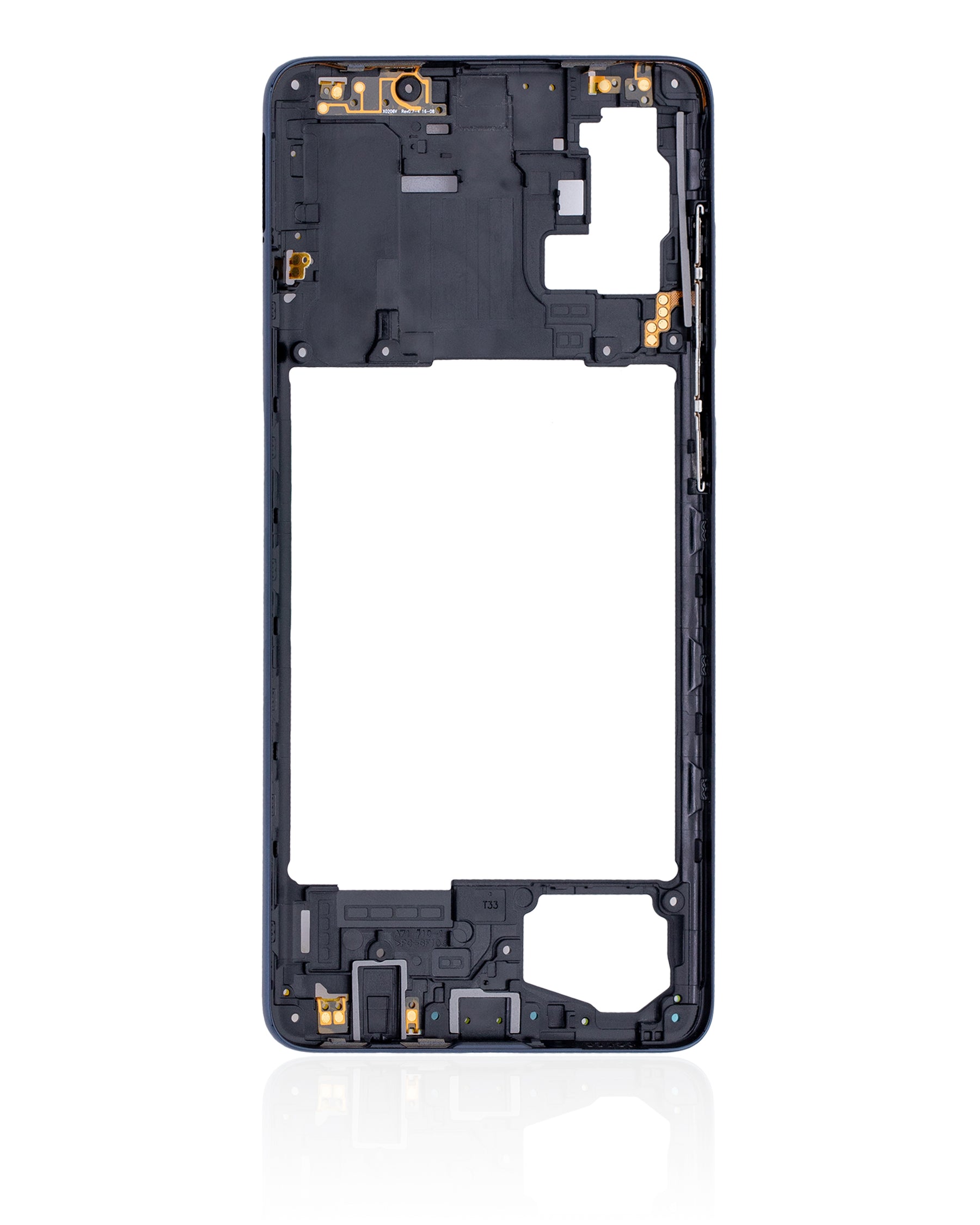 Replacement Mid-Frame Housing Compatible For Samsung Galaxy A71 (A715 / 2020) ( Vemake) (Prism Crush Black)