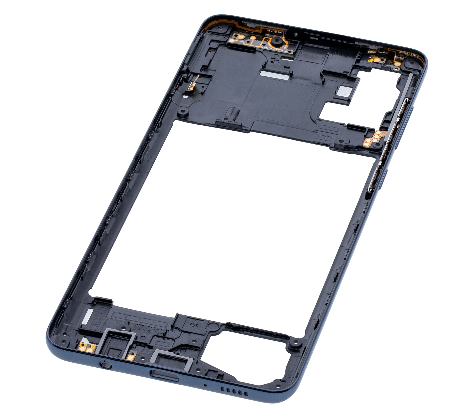 Replacement Mid-Frame Housing Compatible For Samsung Galaxy A71 (A715 / 2020) ( Vemake) (Prism Crush Black)