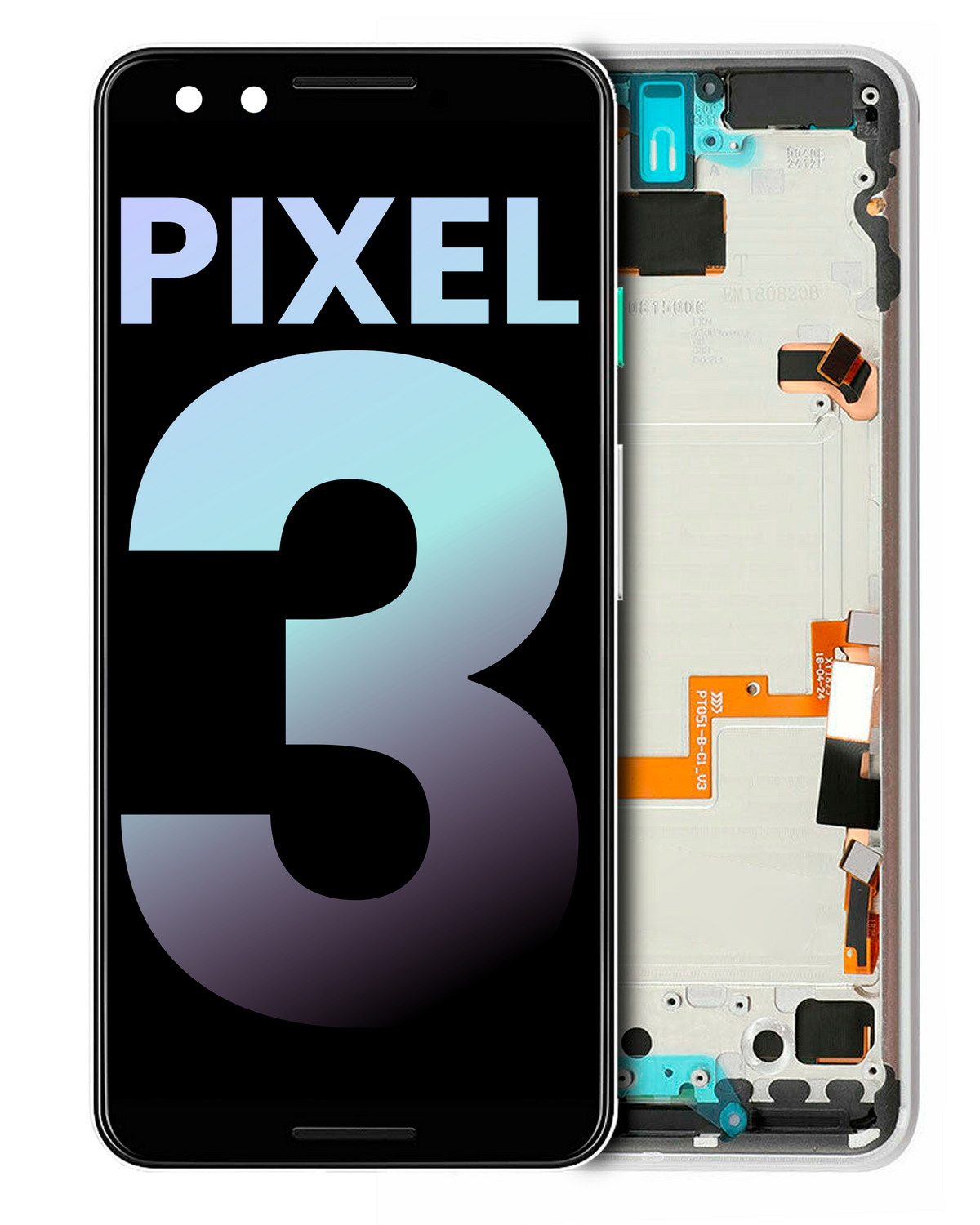Replacement OLED Assembly With Frame Compatible For Google Pixel 3 (Genuine OEM) (Clearly White)