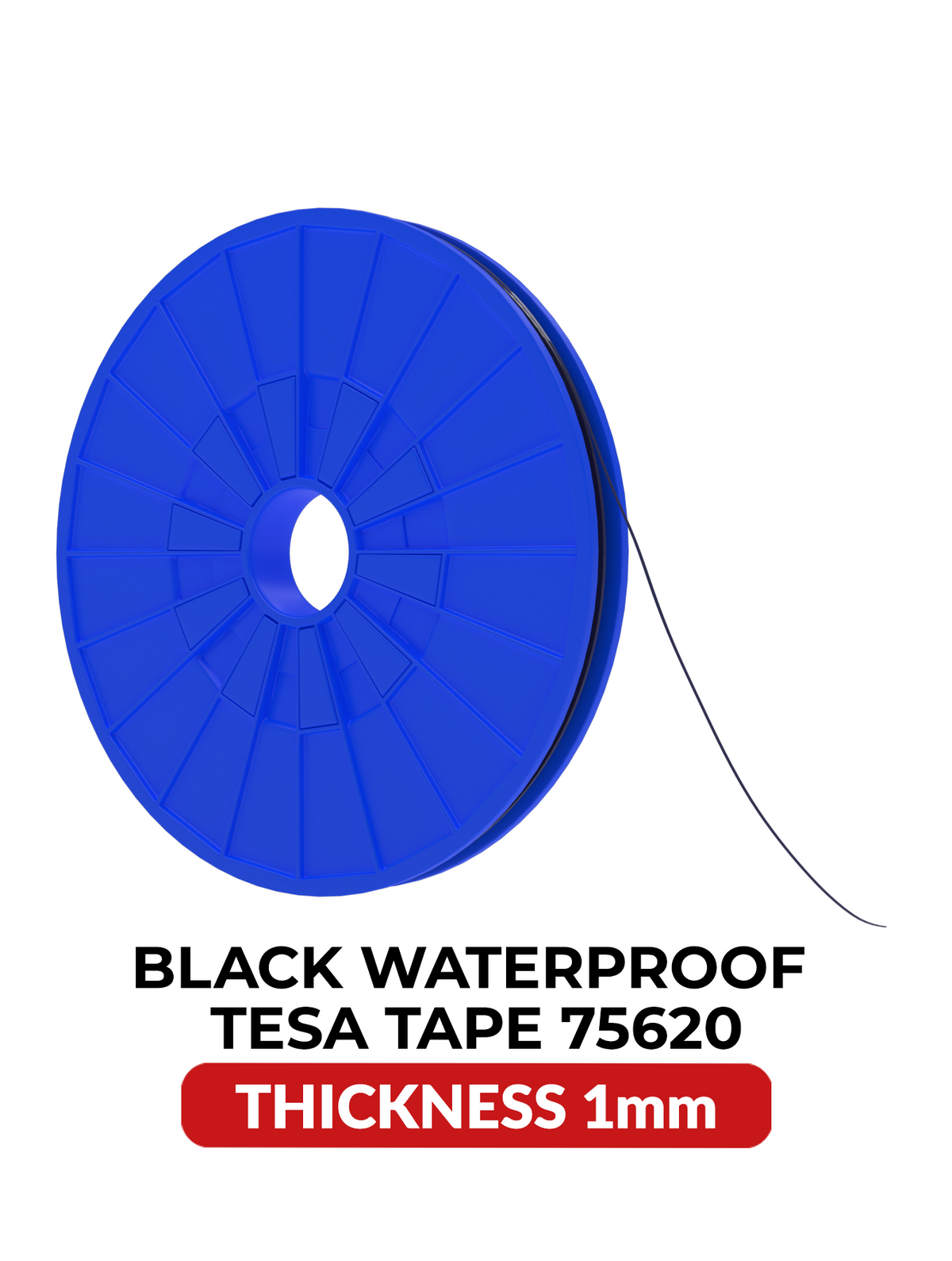Double-Sided Acrylic Waterproof Black Tape (1MM x 25M) (Tesa Model # 75620)