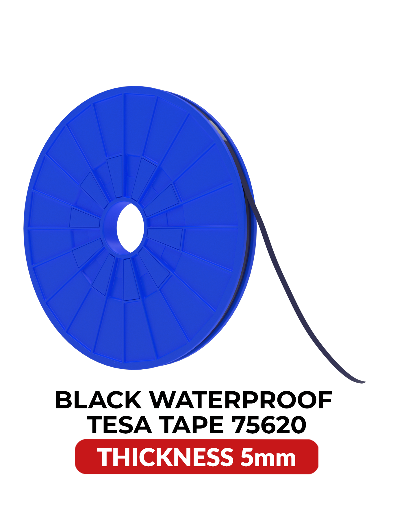 Double-Sided Acrylic Waterproof Black Tape (5MM x 25M) (Tesa Model # 75620)