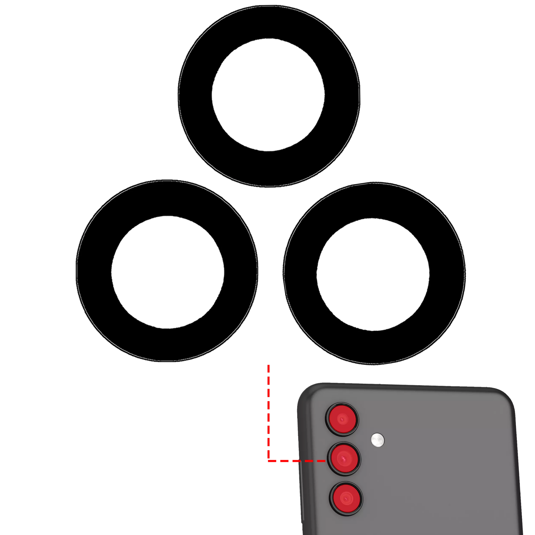 Back Camera Lens (Glass Only) With Adhesive Compatible For Samsung Galaxy M14 (M146 / 2023) (10 Pack)