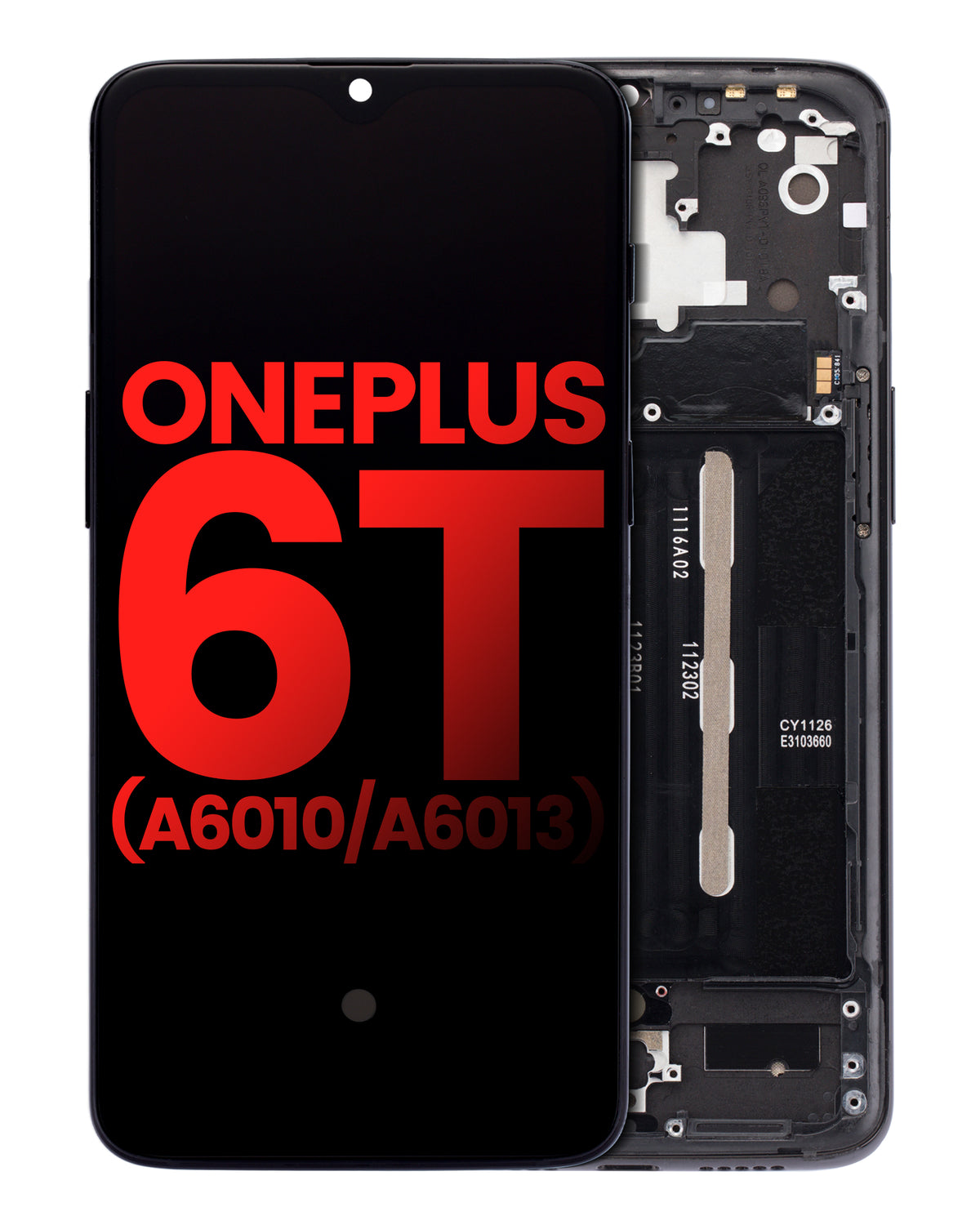OLED Assembly With Frame Compatible For OnePlus 6T Replacement (A6010 / A6013) (Vemake) (Mirror Black)