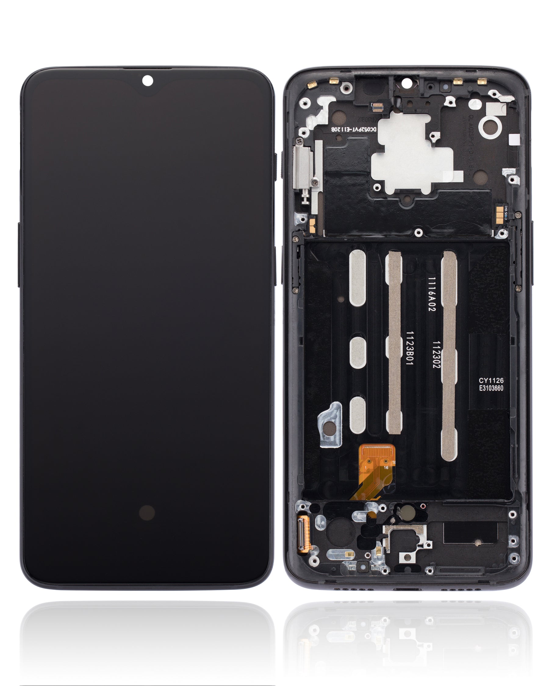 OLED Assembly With Frame Compatible For OnePlus 6T Replacement (A6010 / A6013) (Vemake) (Mirror Black)