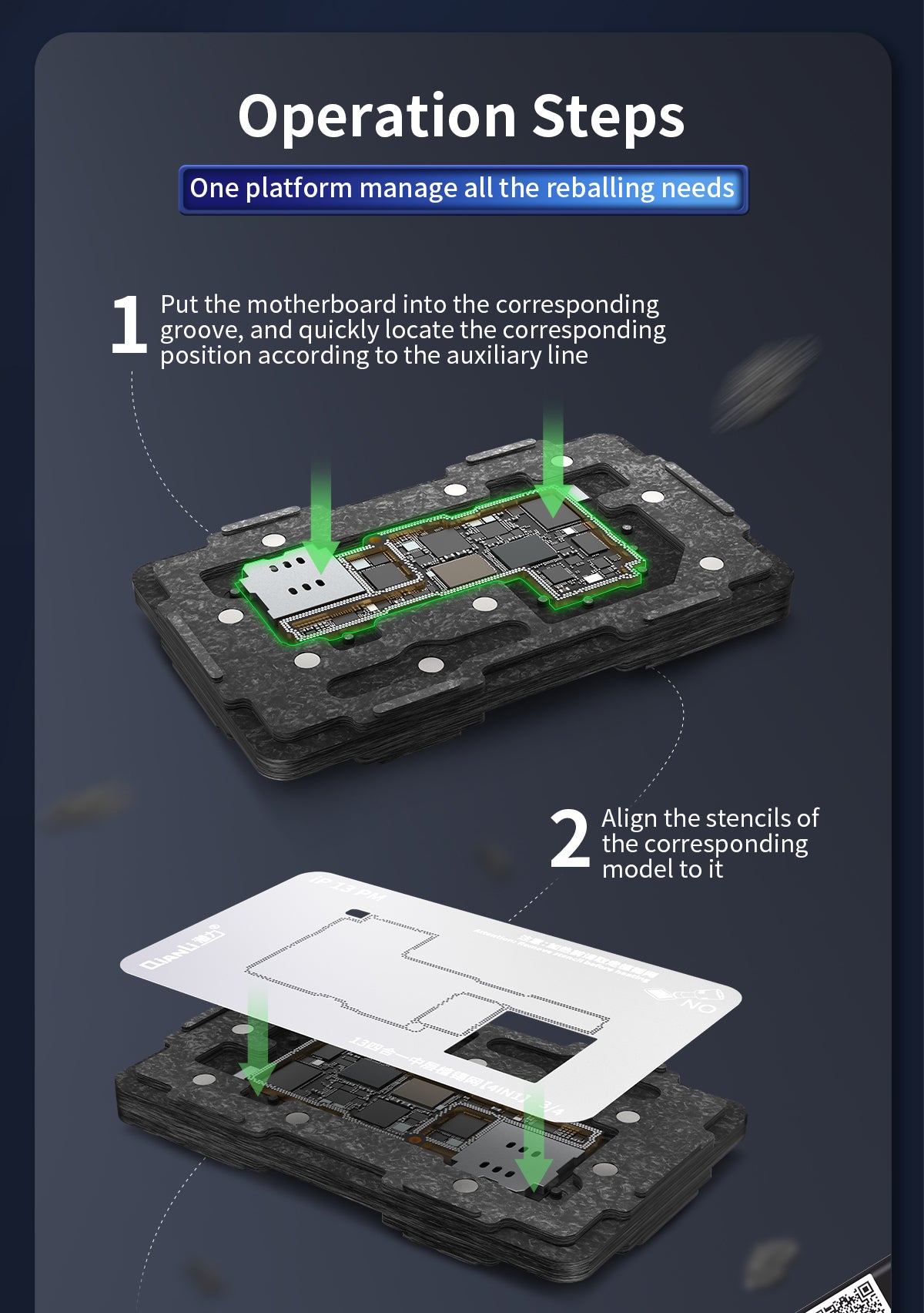 4 in 1 Middle Frame Reballing Platform (Without Cover) Compatible For iPhone 13 / 13 Mini / 13 Pro / 13 Pro Max (Qianli)