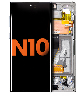 Replacement OLED Assembly With Frame Compatible For Samsung Galaxy Note 10 (Blemish: Grade D) (Aura Glow / Silver)