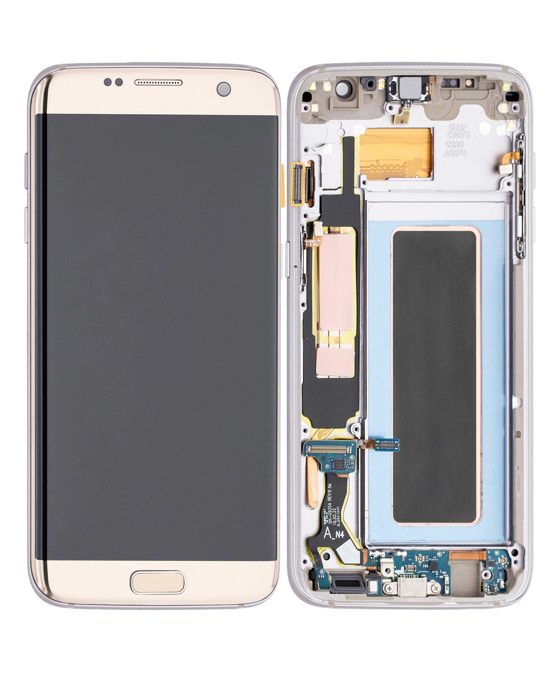 OLED Assembly With Frame Compatible For Samsung Galaxy S7 Edge Replacement (All US Models / G935A) (Vemake) (Gold Platinum)