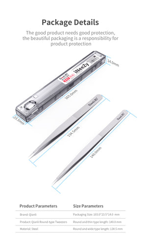 iNeeZy Handmade Non-Magnetic Stainless Tweezers (Silver - Wide) (Qianli)