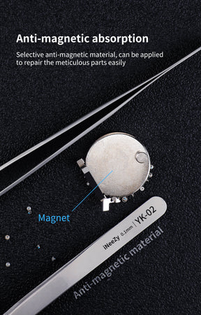 iNeeZy Handmade Non-Magnetic Stainless Tweezers (Silver - Wide) (Qianli)