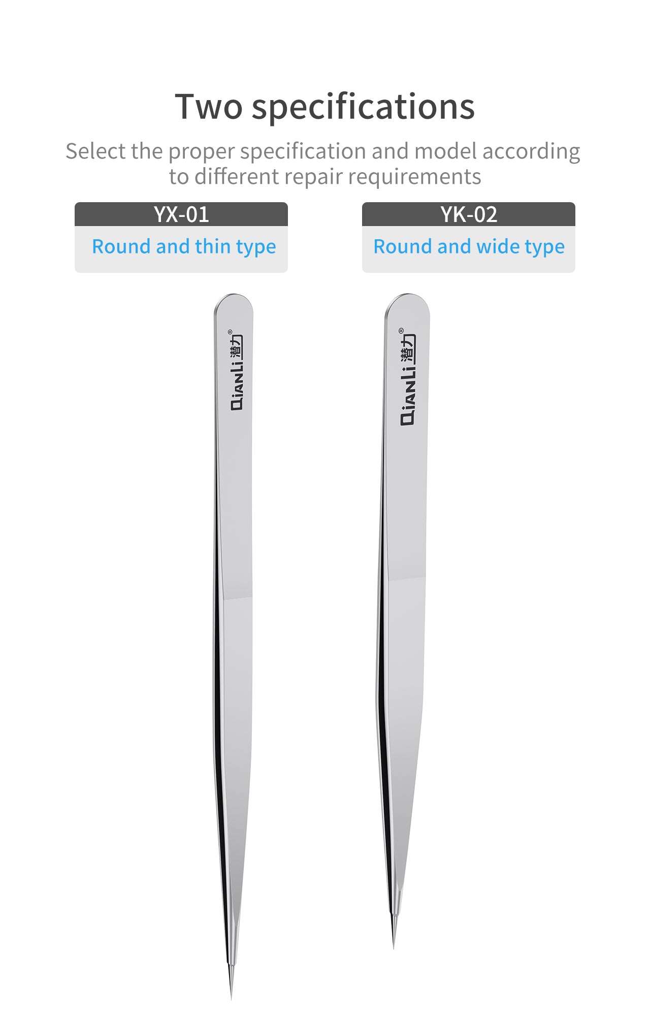 iNeeZy Handmade Non-Magnetic Stainless Tweezers (Silver - Thin) (Qianli)