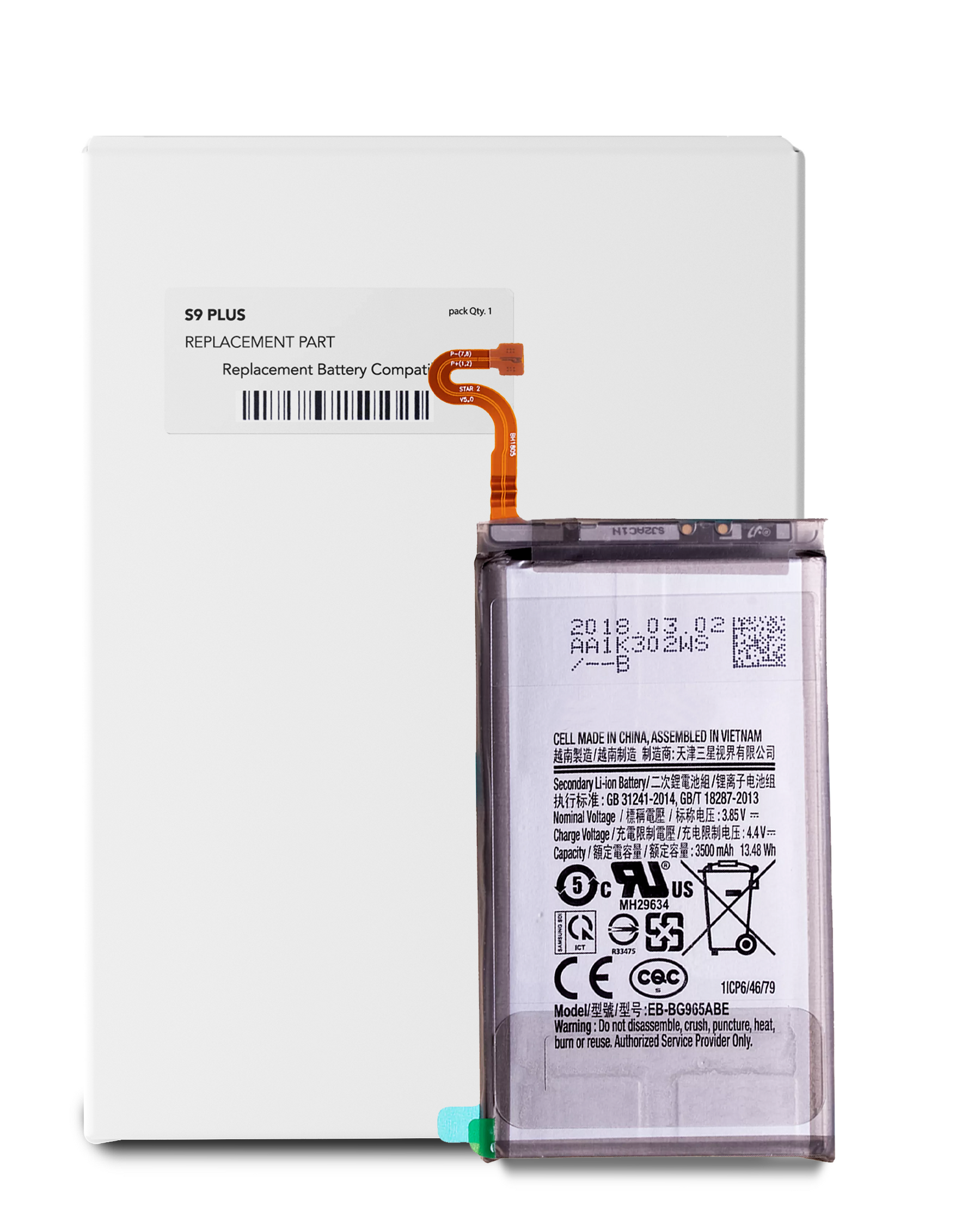 Replacement Battery Compatible For Samsung Galaxy S9 Plus (EB-BG965ABA) (Service Pack)