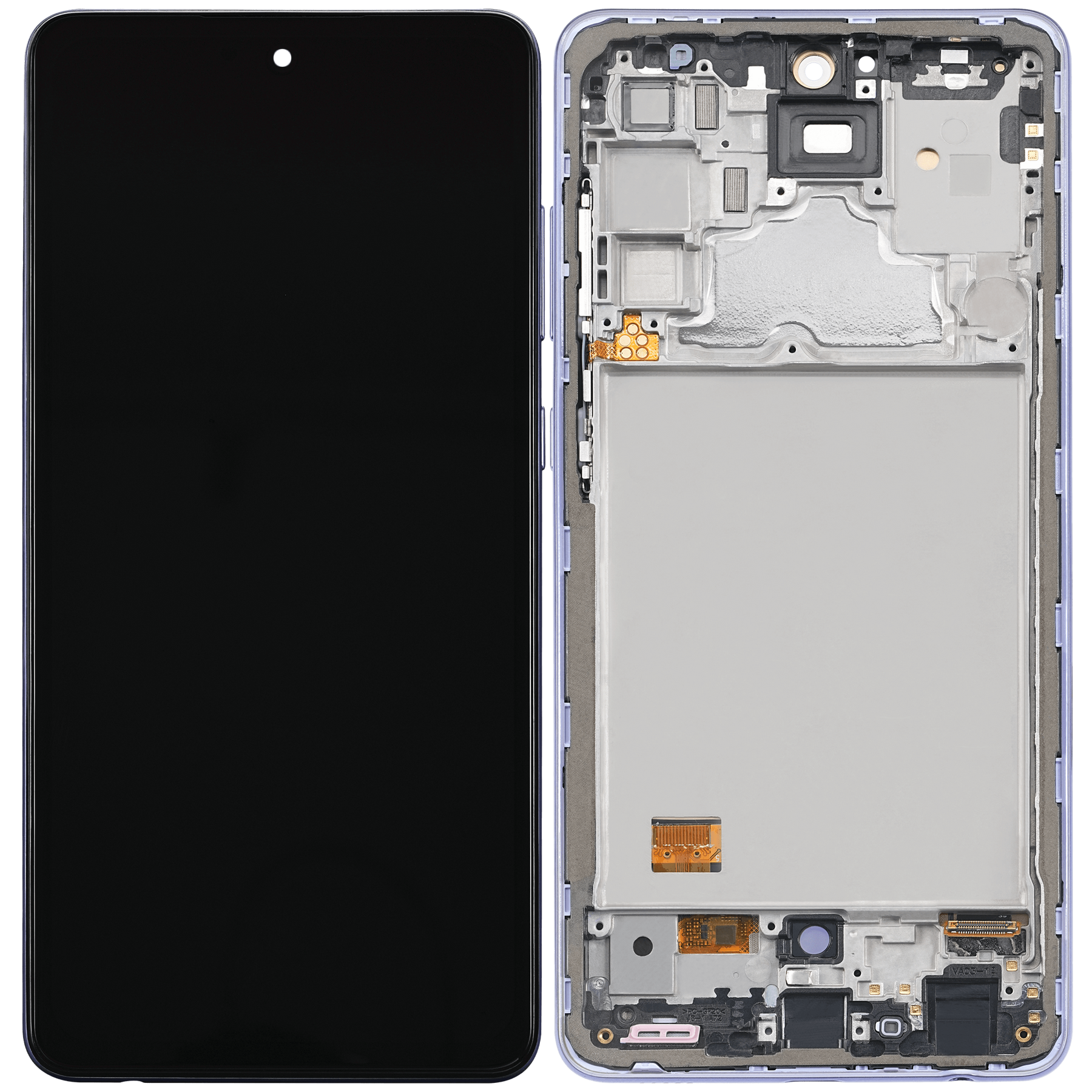 OLED Assembly With Frame Compatible For Samsung A72 Replacement  (A725 / 2021) (6.67") (Vemake) (Awesome Violet)