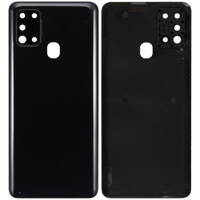 Back cover Glass With Camera Lens Compatible For Samsung Galaxy A21S (A217 / 2020) (Vemake) (Black)