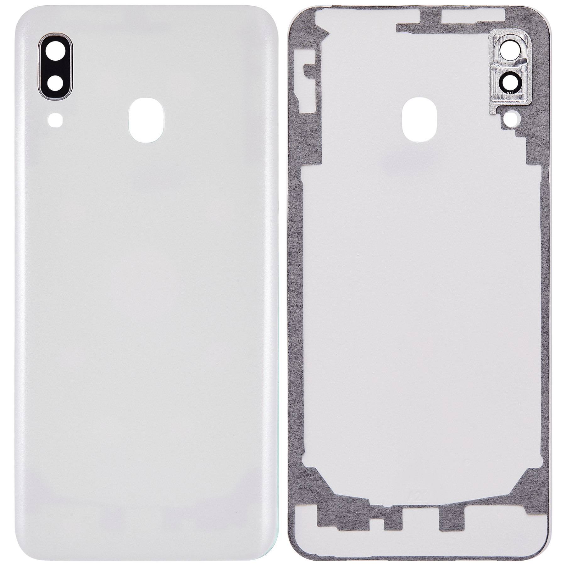 Back cover Glass With Camera Lens Compatible For Samsung Galaxy A20 (A205 / 2019) (Vemake) (White)
