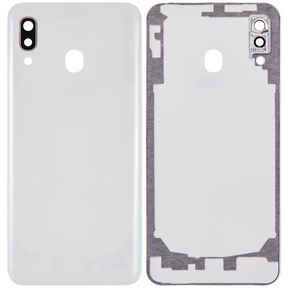Back cover Glass With Camera Lens Compatible For Samsung Galaxy A20 (A205 / 2019) (Vemake) (White)