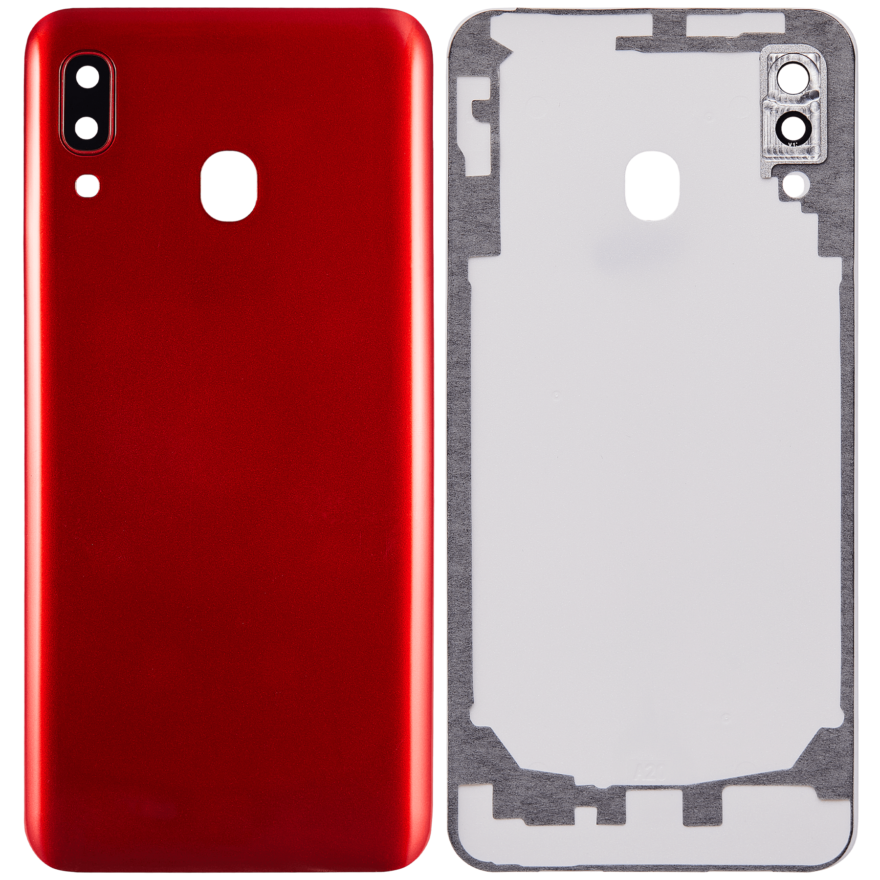 Back cover Glass With Camera Lens Compatible For Samsung Galaxy A20 (A205 / 2019) (Vemake) (Red)