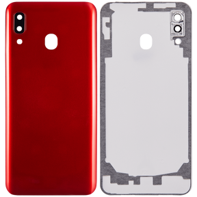 Back cover Glass With Camera Lens Compatible For Samsung Galaxy A20 (A205 / 2019) (Vemake) (Red)